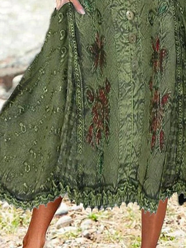 Women's Two Piece Dress Set Casual Dress Swing Dress Outdoor Daily Fashion Modern Button Pocket Midi Dress Crew Neck Short Sleeve Floral Loose Fit Pink Blue Green Summer Spring S M L XL XXL 2 Women's Two Piece Dress Set Casual Dress Swing Dress Outdoor Daily Fashion Modern Button Pocket Midi Dress Crew Neck Short Sleeve Floral Loose Fit Pink Blue Green Summer Spring S M L XL XXL - Image 2