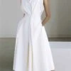 Women's Shirt Dress Cotton Linen Dress Wrap Dress Maxi Long Dress Cotton Blend Fashion Elegant Outdoor Office Business Shirt Collar Button Pocket Sleeveless Summer Spring 2023 Loose Fit White Plain S
