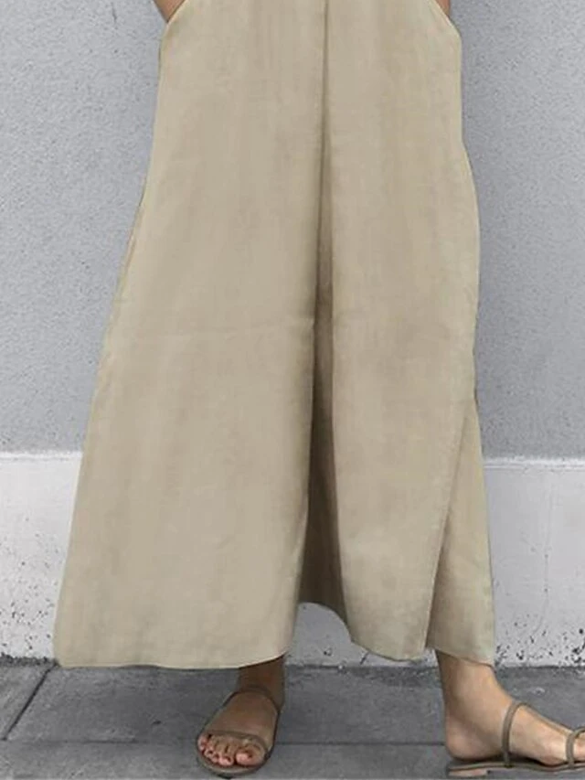 Women's Casual Dress Cotton Dress Swing Dress Maxi Long Dress Cotton Basic Classic Outdoor Daily Vacation V Neck Pocket Short Sleeve Summer Spring 2023 Regular Fit Black Khaki Plain S M L XL 3 Women's Casual Dress Cotton Dress Swing Dress Maxi Long Dress Cotton Basic Classic Outdoor Daily Vacation V Neck Pocket Short Sleeve Summer Spring 2023 Regular Fit Black Khaki Plain S M L XL - Image 3