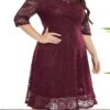 Women's Plus Size Curve Party Dress Lace Dress Sheath Dress Solid Color Midi Dress 3/4 Length Sleeve Lace Crew Neck Fashion Wedding Black White Spring Fall XL XXL 3XL 4XL 5XL