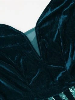 Women‘s Plus Size Curve Wedding Guest Party Dress Velvet Dress Sequin Dress Solid Color V Neck Long Sleeve Fall Winter Stylish Elegant Maxi Long Dress Party Date Dress -HAYz Clothing Shop xxqexv1662368803855