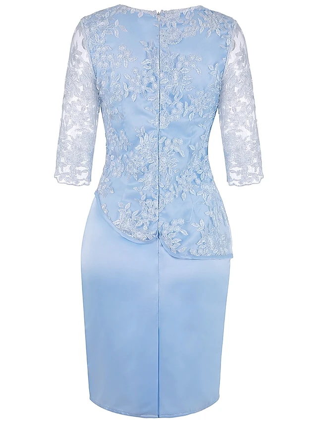 Women‘s Plus Size Curve Sheath Dress Floral Round Neck Lace Half Sleeve Fall Spring Work Vintage Prom Dress Knee Length Dress Party Daily Dress 8 Women‘s Plus Size Curve Sheath Dress Floral Round Neck Lace Half Sleeve Fall Spring Work Vintage Prom Dress Knee Length Dress Party Daily Dress - Image 8