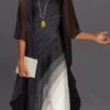 Women's Two Piece Dress Set Shift Dress Chiffon Dress Daily Going Out Casual Print Maxi Dress Crew Neck Half Sleeve Ombre Loose Fit Black White Gray Summer Spring M L XL XXL XXXL