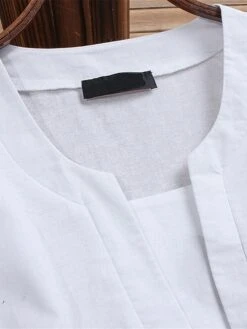 Women's Casual Dress Cotton Linen Dress Swing Dress Midi Dress Cotton Blend Basic Casual Outdoor Daily Vacation V Neck Pocket Long Sleeve Summer Spring Fall 2023 Loose Fit White Blue Plain M L XL 2XL -HAYz Clothing Shop xzxjfb1676446167996