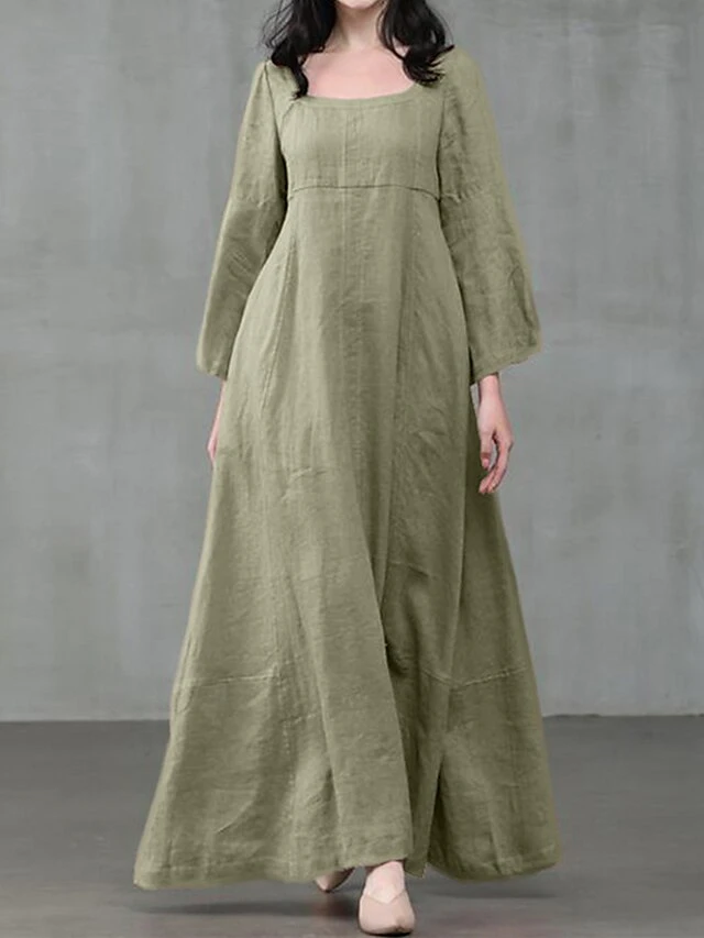 Women's Casual Dress Cotton Linen Dress Cotton Dress Maxi Long Dress Cotton Daily Stylish Outdoor Daily Vacation Square Neck Ruched Long Sleeve Spring Fall Winter 2023 Regular Fit Black Yellow Pink 1 Women's Casual Dress Cotton Linen Dress Cotton Dress Maxi Long Dress Cotton Daily Stylish Outdoor Daily Vacation Square Neck Ruched Long Sleeve Spring Fall Winter 2023 Regular Fit Black Yellow Pink