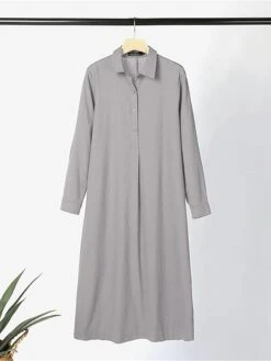 Women's Shirt Dress Casual Dress Cotton Linen Dress Maxi Long Dress Cotton Basic Classic Outdoor Daily Vacation Shirt Collar Button Split Long Sleeve Summer Spring Fall 2023 Loose Fit Wine Navy Blue -HAYz Clothing Shop ycjypf1690882246785