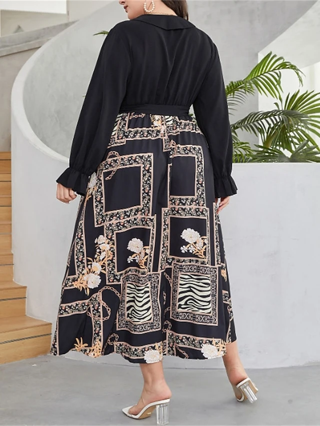 Women's Plus Size Prom Dress Party Dress Wedding Guest Dress Long Dress Maxi Dress Black Long Sleeve Floral Lace Up Fall Winter Autumn V Neck Fashion Winter Dress Evening Party Wedding Guest 2023 L 2 Women's Plus Size Prom Dress Party Dress Wedding Guest Dress Long Dress Maxi Dress Black Long Sleeve Floral Lace Up Fall Winter Autumn V Neck Fashion Winter Dress Evening Party Wedding Guest 2023 L - Image 2