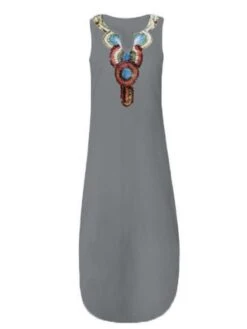 Women's Casual Dress Shift Dress White Dress Long Dress Maxi Dress Polyester Hot Casual Holiday Vacation Beach V Neck Split Print Sleeveless Summer Spring Fall 2023 Regular Fit White Yellow Wine -HAYz Clothing Shop yghack1697189913322