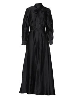 Women's Sheath Dress Maxi Long Dress Yellow Black Red Long Sleeve Ruched Bow Summer Round Neck Hot Casual Slim 2021 S M L XL -HAYz Clothing Shop yjdx1600420739398