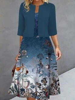Women's Two Piece Dress Set Casual Dress Print Dress Outdoor Daily Fashion Elegant Print Midi Dress V Neck Half Sleeve Floral Regular Fit Black Navy Blue Blue Fall Winter S M L XL XXL 6 Women's Two Piece Dress Set Casual Dress Print Dress Outdoor Daily Fashion Elegant Print Midi Dress V Neck Half Sleeve Floral Regular Fit Black Navy Blue Blue Fall Winter S M L XL XXL -HAYz Clothing Shop yjruwn1693289324546