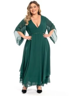Women‘s Plus Size Curve Casual Dress Swing Dress Plain Long Dress Maxi Dress 3/4 Length Sleeve Layered V Neck Basic Outdoor Dark Green Summer Spring L XL XXL 3XL 4XL 19 Women‘s Plus Size Curve Casual Dress Swing Dress Plain Long Dress Maxi Dress 3/4 Length Sleeve Layered V Neck Basic Outdoor Dark Green Summer Spring L XL XXL 3XL 4XL -HAYz Clothing Shop ylynmx1694771210441