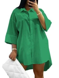 Women‘s Plus Size Curve Shirt Dress Solid Color Shirt Collar Long Sleeve Fall Spring Basic Casual Short Mini Dress Casual Daily Dress 13 Women‘s Plus Size Curve Shirt Dress Solid Color Shirt Collar Long Sleeve Fall Spring Basic Casual Short Mini Dress Casual Daily Dress -HAYz Clothing Shop ynifuc1646132164075