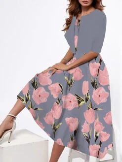 Women's Two Piece Dress Set Casual Dress Tank Dress Outdoor Daily Fashion Streetwear Print Midi Dress Strap Half Sleeve Floral Loose Fit Pink Dark Pink Peach Summer Spring S M L XL XXL 10 Women's Two Piece Dress Set Casual Dress Tank Dress Outdoor Daily Fashion Streetwear Print Midi Dress Strap Half Sleeve Floral Loose Fit Pink Dark Pink Peach Summer Spring S M L XL XXL -HAYz Clothing Shop ynjgxw1687319835221