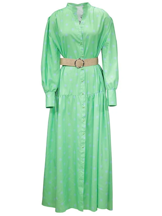 Women's Shirt Dress Casual Dress Swing Dress Maxi Long Dress Outdoor Daily Vacation Polyester Fashion Modern Shirt Collar Button Tie Belt Long Sleeve Summer Spring Fall 2023 Loose Fit Green Khaki 6 Women's Shirt Dress Casual Dress Swing Dress Maxi Long Dress Outdoor Daily Vacation Polyester Fashion Modern Shirt Collar Button Tie Belt Long Sleeve Summer Spring Fall 2023 Loose Fit Green Khaki - Image 6