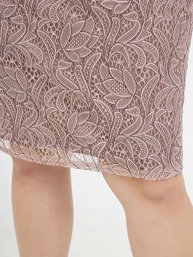 Women's Plus Size Party Dress Lace Dress Cocktail Dress Midi Dress Pink Long Sleeve Pure Color Lace Spring Fall Winter Off Shoulder Fashion Birthday Wedding Guest Vacation 2023 XL XXL 3XL 4XL 10 Women's Plus Size Party Dress Lace Dress Cocktail Dress Midi Dress Pink Long Sleeve Pure Color Lace Spring Fall Winter Off Shoulder Fashion Birthday Wedding Guest Vacation 2023 XL XXL 3XL 4XL - Image 10