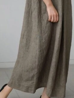 Women's Casual Dress Cotton Linen Dress Swing Dress Maxi Long Dress Cotton Blend Basic Casual Outdoor Daily V Neck Pocket 3/4 Length Sleeve Summer Spring Fall 2023 Loose Fit Blue Green Apricot Plain -HAYz Clothing Shop yoaoyz1679554396798