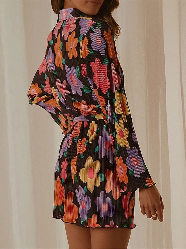 Women's Shirt Dress Casual Dress Mini Dress Outdoor Daily Vacation Polyester Fashion Modern Shirt Collar Lace Up Button Long Sleeve Spring Fall 2023 Loose Fit ArmyGreen Black Dark Pink Floral Pure 6 Women's Shirt Dress Casual Dress Mini Dress Outdoor Daily Vacation Polyester Fashion Modern Shirt Collar Lace Up Button Long Sleeve Spring Fall 2023 Loose Fit ArmyGreen Black Dark Pink Floral Pure - Image 6