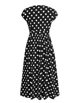 Women‘s Plus Size Curve Flattering Dresses Elegant Apple Shaped Dress Casual Dress A Line Dress Polka Dot Midi Dress Sleeveless Print V Neck Fashion Daily Black White Spring Summer Dress -HAYz Clothing Shop yornhl1672800409524