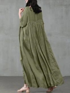 Women's Casual Dress Cotton Linen Dress Swing Dress Long Dress Maxi Dress Black Pink Green Short Sleeve Pure Color Ruched Spring Fall Autumn Crew Neck Elegant Vacation Loose Fit 2022 S M L XL XXL 3XL 22 Women's Casual Dress Cotton Linen Dress Swing Dress Long Dress Maxi Dress Black Pink Green Short Sleeve Pure Color Ruched Spring Fall Autumn Crew Neck Elegant Vacation Loose Fit 2022 S M L XL XXL 3XL -HAYz Clothing Shop yqcxax1629970908770