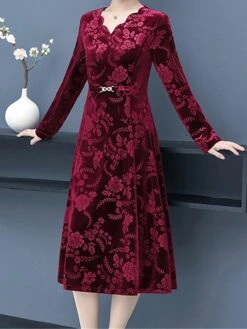 Women's Plus Size Party Dress Velvet Dress Cocktail Dress Midi Dress Wine Blue Purple Long Sleeve Floral Jacquard Spring Fall Winter Split Neck Fashion Winter Dress Wedding Guest Vacation 2023 XL XXL 10 Women's Plus Size Party Dress Velvet Dress Cocktail Dress Midi Dress Wine Blue Purple Long Sleeve Floral Jacquard Spring Fall Winter Split Neck Fashion Winter Dress Wedding Guest Vacation 2023 XL XXL -HAYz Clothing Shop yqdpmx1692242388603