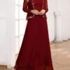 Women's Two Piece Dress Set Velvet Dress Party Dress Party Wedding Guest Elegant Modern Patchwork Long Dress Maxi Dress Crew Neck Long Sleeve Plain Regular Fit Wine Fall Winter S M L XL XXL