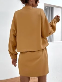 Women's Two Piece Dress Set Casual Dress Skirt Set Outdoor Daily Streetwear Modern Pocket Mini Dress Stand Collar Long Sleeve Plain Loose Fit Khaki Fall Winter S M L XL 7 Women's Two Piece Dress Set Casual Dress Skirt Set Outdoor Daily Streetwear Modern Pocket Mini Dress Stand Collar Long Sleeve Plain Loose Fit Khaki Fall Winter S M L XL -HAYz Clothing Shop yqkfts1693540422621