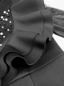 Women‘s Plus Size Curve Party Dress Cocktail Dress Wedding Guest Dress Midi Dress Black Long Sleeve Pure Color Ruffle Spring Fall Winter Crew Neck Fashion Wedding Guest Vacation Summer Dress 2023 -HAYz Clothing Shop yqqkce1691402302569