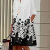 Women's Shirt Dress Casual Dress Midi Dress Outdoor Daily Vacation Polyester Fashion Casual Shirt Collar Button Pocket Long Sleeve Summer Spring Fall 2023 Loose Fit Black White Gray Polka Dot Flower