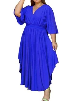 Women‘s Plus Size Curve Holiday Dress Solid Color V Neck Half Sleeve Fall Spring Basic Maxi Long Dress Date Vacation Dress 31 Women‘s Plus Size Curve Holiday Dress Solid Color V Neck Half Sleeve Fall Spring Basic Maxi Long Dress Date Vacation Dress -HAYz Clothing Shop yvgthj1648706456433