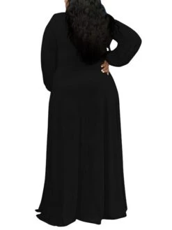 Women‘s Plus Size Curve Easter Dress Party Dress Solid Color V Neck Split Long Sleeve Fall Spring Dress Work Prom Dress Maxi Dress Party Vacation Dress -HAYz Clothing Shop yvllni1638783970528