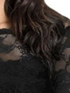 Women‘s Plus Size Curve Party Dress Solid Color Crew Neck Lace 3/4 Length Sleeve Spring Fall Elegant Prom Dress Mature Knee Length Dress Formal Party Dress -HAYz Clothing Shop ywgonl1634380439552
