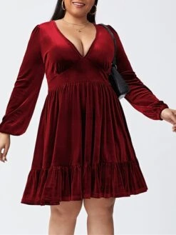 Women‘s Plus Size Curve Party Dress Velvet Dress Cocktail Dress Mini Dress Black Wine Royal Blue Long Sleeve Pure Color Ruched Spring Fall Winter V Neck Fashion Birthday Wedding Guest Vacation 2023 24 Women‘s Plus Size Curve Party Dress Velvet Dress Cocktail Dress Mini Dress Black Wine Royal Blue Long Sleeve Pure Color Ruched Spring Fall Winter V Neck Fashion Birthday Wedding Guest Vacation 2023 -HAYz Clothing Shop yydexf1692176732639