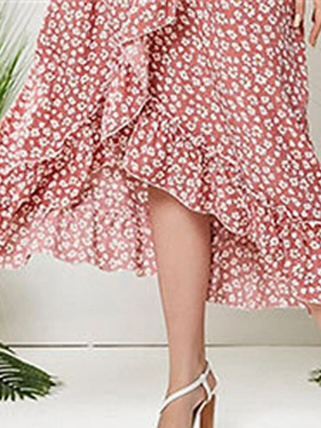 Women's Plus Size Curve Work Dress Swing Dress Semi Formal Dress Fashion Midi Dress Lace Up Ruffle V Neck Long Sleeve Floral Loose Fit Pink Fall Winter L XL XXL 3XL 4XL 7 Women's Plus Size Curve Work Dress Swing Dress Semi Formal Dress Fashion Midi Dress Lace Up Ruffle V Neck Long Sleeve Floral Loose Fit Pink Fall Winter L XL XXL 3XL 4XL - Image 7