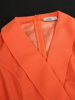 Women's Plus Size Curve Party Dress Work Dress Swing Dress Plain Long Dress Maxi Dress Short Sleeve Pleated Shirt Collar Fashion Party Orange Fall Winter XL XXL 3XL 4XL -HAYz Clothing Shop yyoodu1694425984743