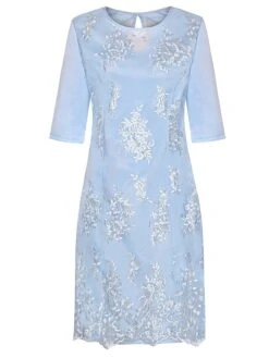 Women‘s Plus Size Curve Apple Shaped Dress Wedding Guest Lace Dress Work Dress Sheath Dress Floral Midi Dress Sleeve Lace Crew Neck Elegant Office Red Sky Blue Spring Summer Dress -HAYz Clothing Shop yzlqpi1673503405228