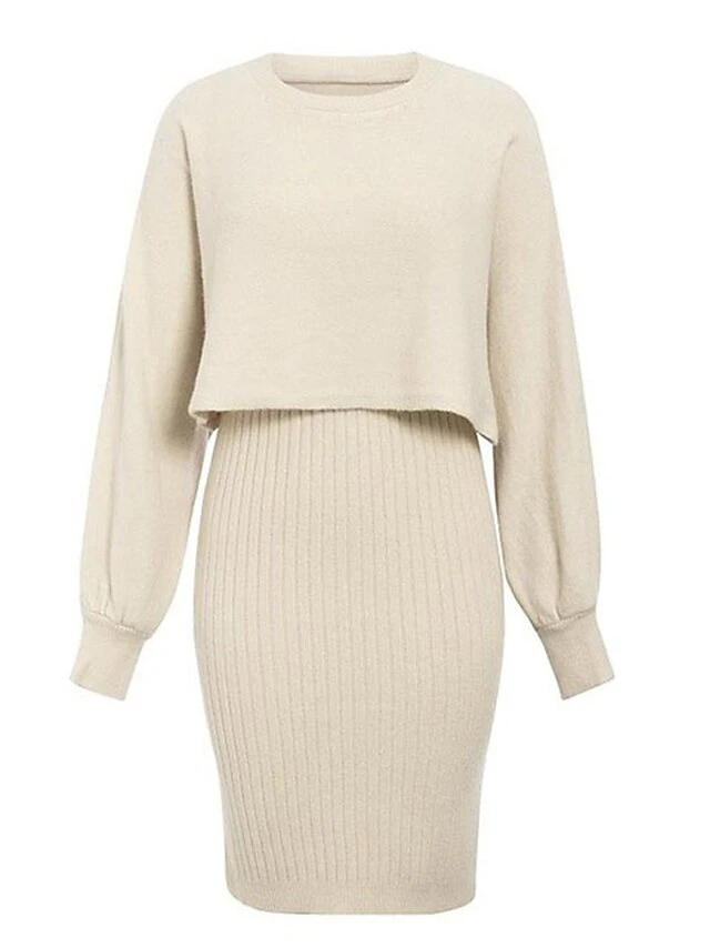 Women's Two Piece Dress Set Casual Dress Skirt Set Daily Going Out Fashion Streetwear Print Mini Dress Crew Neck Long Sleeve Plain Regular Fit Black Yellow Light Green Fall Winter M 7 Women's Two Piece Dress Set Casual Dress Skirt Set Daily Going Out Fashion Streetwear Print Mini Dress Crew Neck Long Sleeve Plain Regular Fit Black Yellow Light Green Fall Winter M - Image 7