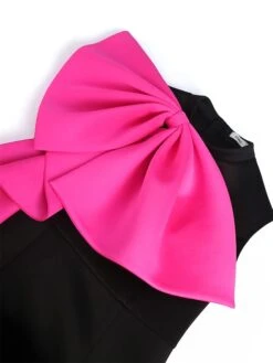 Women's Plus Size Curve Party Dress Cocktail Dress Bodycon Color Block Midi Dress Sleeveless Ruffle Bow Crew Neck Fashion Party Fuchsia Fall Winter XL XXL 3XL 4XL -HAYz Clothing Shop zctssu1694151486924