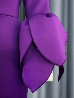 Women's Plus Size Curve Party Dress Cocktail Dress Work Dress Plain Midi Dress Long Sleeve Crew Neck Fashion Party Purple Fall Winter XL XXL 3XL 4XL -HAYz Clothing Shop zculqw1694151483886