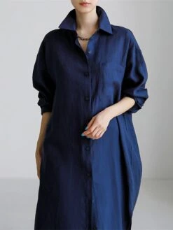 Women's Cotton Linen Dress Casual Dress Swing Dress Maxi Long Dress Cotton Blend Stylish Casual Winter Dress Daily Holiday Shirt Collar Button Pocket Long Sleeve Summer Spring Fall 2022 Loose Fit 25 Women's Cotton Linen Dress Casual Dress Swing Dress Maxi Long Dress Cotton Blend Stylish Casual Winter Dress Daily Holiday Shirt Collar Button Pocket Long Sleeve Summer Spring Fall 2022 Loose Fit -HAYz Clothing Shop zdxeag1658457830664