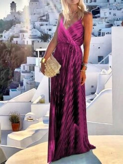 Women's Long Dress Maxi Dress Party Dress Casual Dress Swing Dress Plain Fashion Casual Outdoor Daily Holiday Ruched Sleeveless Strap Dress Loose Fit Dark Green Purple Dark Blue Spring S M L XL -HAYz Clothing Shop zezliz1678435807140