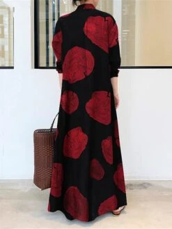 Women's Shirt Dress Casual Dress Cotton Linen Dress Maxi Long Dress Cotton Blend Basic Casual Outdoor Daily Shirt Collar Button Pocket Long Sleeve Summer Spring Fall 2023 Loose Fit Black White Yellow -HAYz Clothing Shop zfcyyi1672828267334