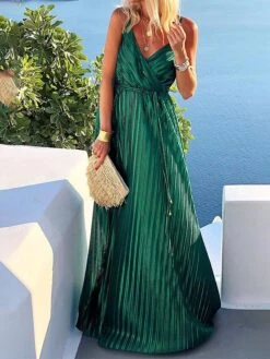 Women's Long Dress Maxi Dress Party Dress Casual Dress Swing Dress Plain Fashion Casual Outdoor Daily Holiday Ruched Sleeveless Strap Dress Loose Fit Dark Green Purple Dark Blue Spring S M L XL