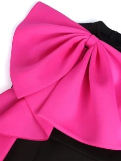 Women's Plus Size Curve Party Dress Cocktail Dress Bodycon Color Block Midi Dress Sleeveless Ruffle Bow Crew Neck Fashion Party Fuchsia Fall Winter XL XXL 3XL 4XL -HAYz Clothing Shop zjvgij1694151489884