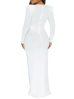 Women's Party Dress Dress Set Two Piece Dress Long Dress Maxi Dress Black White Yellow Long Sleeve Pure Color Sequins Summer Spring V Neck Party Party Winter Dress Fall Dress Slim 2023 S M L XL 2XL -HAYz Clothing Shop zjwfic1659594446258