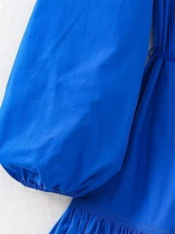 Women's Shirt Dress Casual Dress Mini Dress Outdoor Daily Polyester Basic Classic Stand Collar Ruffle Button Long Sleeve Fall Winter 2023 Loose Fit Blue Pure Color XS S M L -HAYz Clothing Shop zkrsjp1695367374552