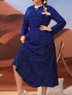 Women's Plus Size Curve Retro Elegant Vintage Dress Midi Dress Daily Holiday Print Polka Dot Crew Neck Long Sleeve Loose Fit Spring Fall 2023 Dark Blue L XL XXL 3XL 10 Women's Plus Size Curve Retro Elegant Vintage Dress Midi Dress Daily Holiday Print Polka Dot Crew Neck Long Sleeve Loose Fit Spring Fall 2023 Dark Blue L XL XXL 3XL -HAYz Clothing Shop zksptt1693210745513