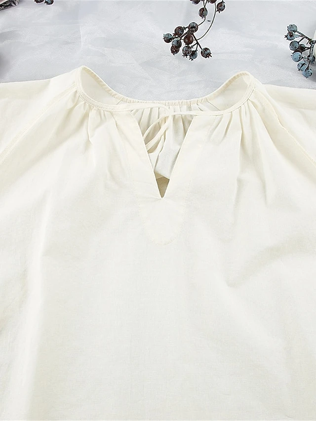 Women's Casual Dress Cotton Linen Dress Mini Dress Cotton Basic Casual Home Daily Vacation V Neck Pocket Short Sleeve Fall Autumn 2023 Loose Fit Apricot Plain S M L 7 Women's Casual Dress Cotton Linen Dress Mini Dress Cotton Basic Casual Home Daily Vacation V Neck Pocket Short Sleeve Fall Autumn 2023 Loose Fit Apricot Plain S M L - Image 7