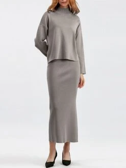 Women's Two Piece Dress Set Casual Dress Skirt Set Outdoor Daily Fashion Streetwear Split Ribbed Midi Dress Turtleneck Long Sleeve Plain Loose Fit Black Light Green Blue Fall One-Size 20 Women's Two Piece Dress Set Casual Dress Skirt Set Outdoor Daily Fashion Streetwear Split Ribbed Midi Dress Turtleneck Long Sleeve Plain Loose Fit Black Light Green Blue Fall One-Size -HAYz Clothing Shop zmecvr1693278280906