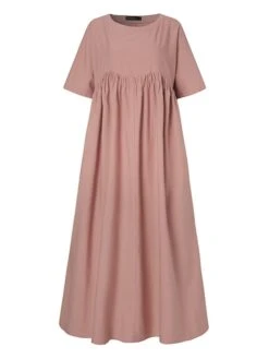 Women's Casual Dress Cotton Linen Dress Swing Dress Long Dress Maxi Dress Black Pink Green Short Sleeve Pure Color Ruched Spring Fall Autumn Crew Neck Elegant Vacation Loose Fit 2022 S M L XL XXL 3XL 24 Women's Casual Dress Cotton Linen Dress Swing Dress Long Dress Maxi Dress Black Pink Green Short Sleeve Pure Color Ruched Spring Fall Autumn Crew Neck Elegant Vacation Loose Fit 2022 S M L XL XXL 3XL -HAYz Clothing Shop zmicbz1629970909391