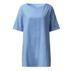 Women's Cotton Linen Dress A Line Dress Mini Dress Cotton Cotton Blend Casual Comfort Home Split Neck Pocket Rolled Cuff Half Sleeve Summer Spring Loose Fit Pink Light Blue Gray Pure Color S M L XL -HAYz Clothing Shop znpppm1654067354709